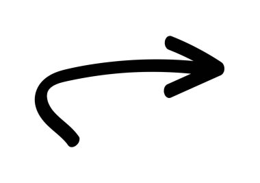 Sağ tarafı gösteren kalın kıvrımlı ok.