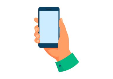 İnsan eli boş ekranlı akıllı telefonu tutuyor.
