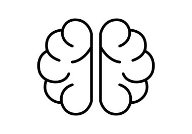 Human brain seen from above formed by thick black lines