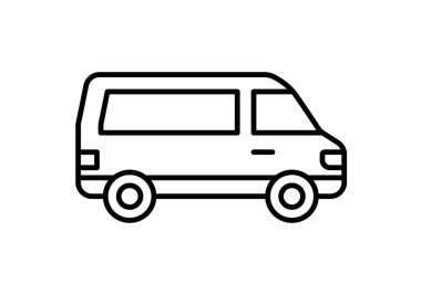 Bir nakliye aracının veya minivanın doğrusal simgesi