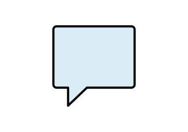 Siyah kenarlı açık mavi konuşma balonu