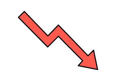 Aşağı doğru eğilimli kırmızı ok