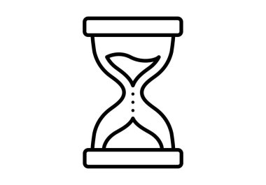 Linear icon of an hourglass with flowing sand for time management and waiting concepts
