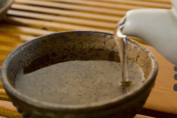 Tea szertartás, a tea táblázat — Stock Fotó