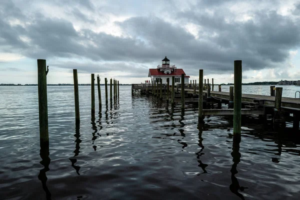 Μια Φωτογραφία Του Φάρου Του Roanoke Marshes Στο Mateo Στις — Φωτογραφία Αρχείου