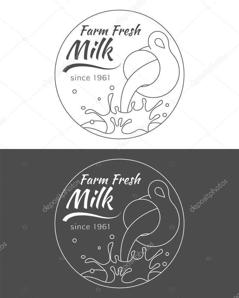 Milk, cream and yogurt logo in a form of jug with milk. Two colors milk logo. Vector illustration.