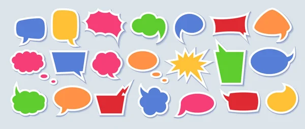 Paper Speech Bubble Set Space Phrases Colorful Cartoon Comic Bubbles — Stock Vector