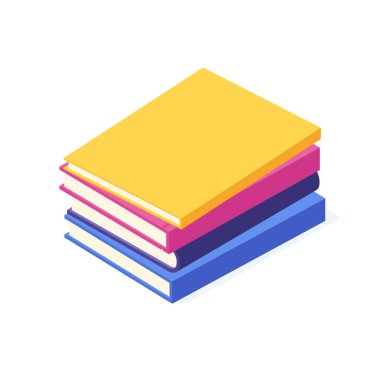 Sabit kapaklı bir yığın yalan kağıdı izometrik.