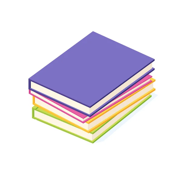 Une Pile Livres Mensongers Isométriques Pile Livre Papier Avec Couverture — Image vectorielle