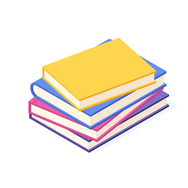 Stack of lying paper book with hard cover isometric. — Stock Vector