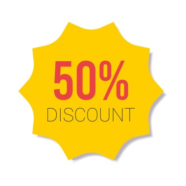 Sarı indirimli yıldız patlaması etiketi - yıldız kenarlı yuvarlak etiket ve en iyi teklif ve indirim tabelalarıyla rozet.