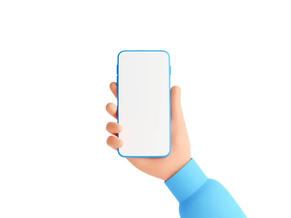 İnsan eliyle yapılan 3D resimlemede boş beyaz ekranlı cep telefonu modeliName.