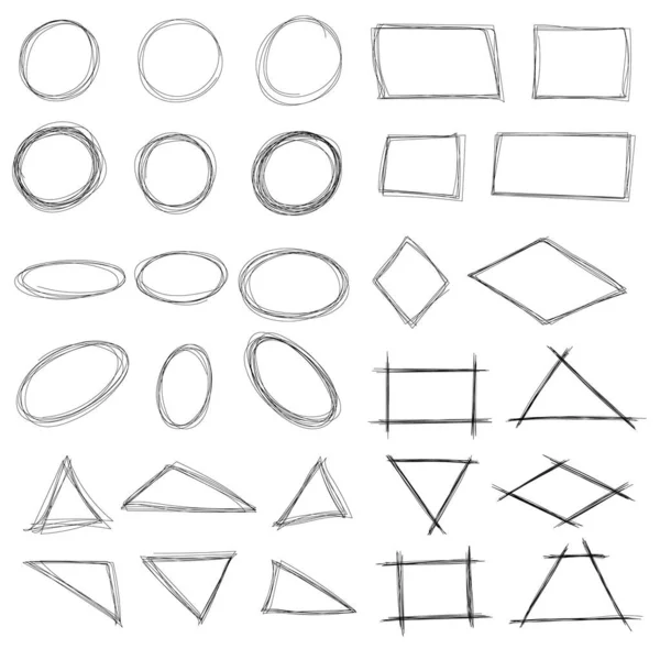 Resalte marco garabato de diferentes formas - bordes garabato pluma de tinta. — Archivo Imágenes Vectoriales