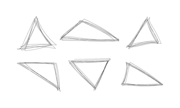 三角形のスクリブルフレームを強調表示する – テキストや重要なオブジェクトを強調表示するためのインクペンスクロールの境界. — ストックベクタ