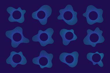 Dairesel dairesel dairesel dalgalı ses dalgaları. Özmerkezli halkaları, patlama etkisi ve soyut müzikal arkaplan veya grafik tasarımı için mavi gradyanı olan müzik ses dalgası simgesi.