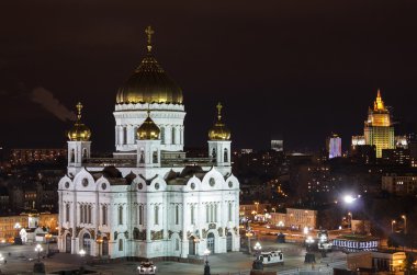 Gece Moskova'da kurtarıcı İsa Katedrali
