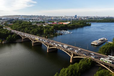Krasnoyarsk, Rusya Yenisey köprüden