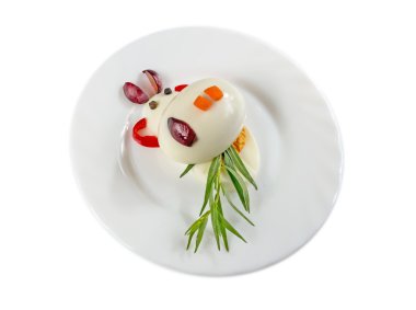 Sağlıklı yiyecekler. Beyaz arka plan üzerinde izole sebze ve meyveyapılmış bir figürü