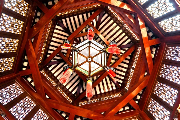 Chinese lantern hanging from Gazebo ceiling — Stock Photo, Image
