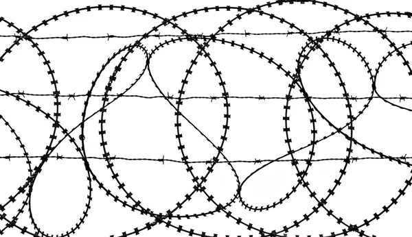 シルエット フェンスの有刺鉄線のパターン — ストック写真