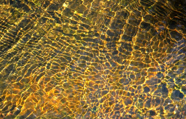 Dalgaların ve su üzerinde altın güneş ışığı