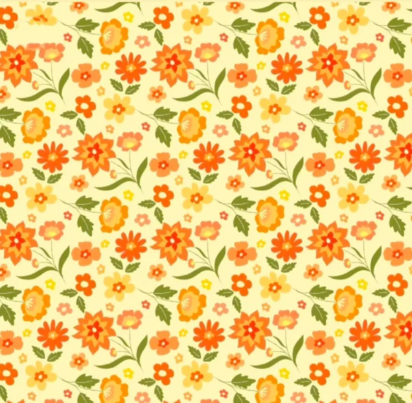 Turuncu ve Sarı Çiçekli Parlak Çiçek Örnekleri ve Tasarım İçin Yeşil Yapraklar