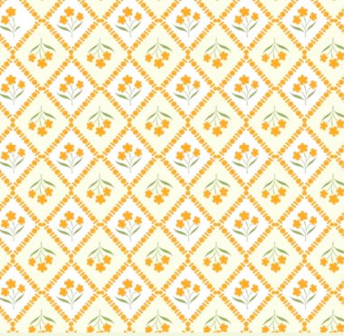 Bright Orange Floral Diamond Pattern Wallpaper for Home Decor, Interiors, and Textiles