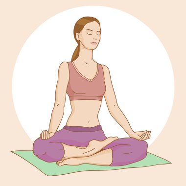 Yoga vektörü illüstrasyonu yapan kız