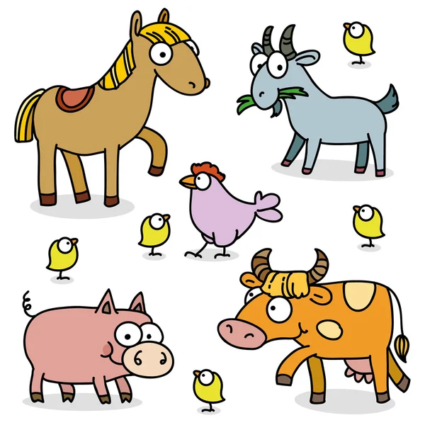Cartoon farm animals vector set — Stock Vector