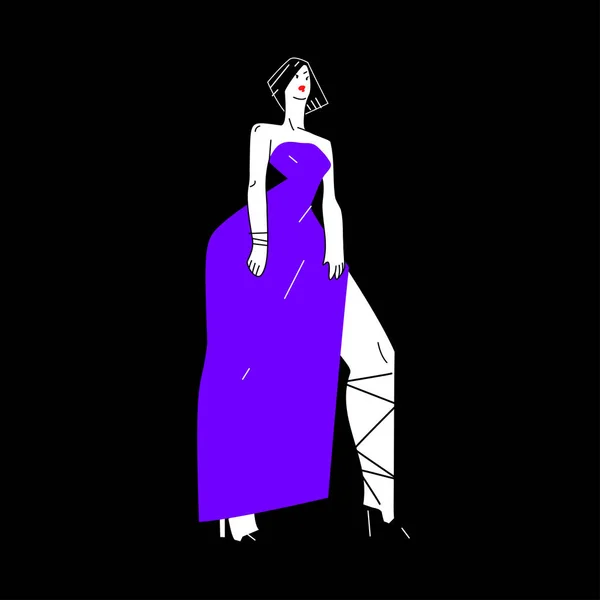 Красива Модель Моди Вишуканій Розкішній Довгій Сукні Елегантна Жінка Позує — стокове фото