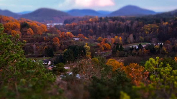 Sonbaharda Dağları Ormanı Kasabası Olan Avrupa Manzarası Kara Orman Daki — Stok fotoğraf