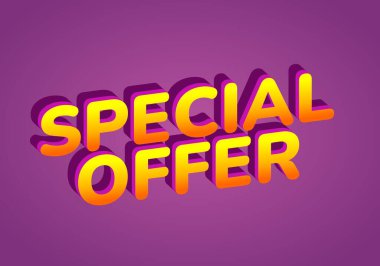 A vibrant graphic design featuring the text SPECIAL OFFER in bold, 3D style with a gradient of yellow to orange against a purple background.