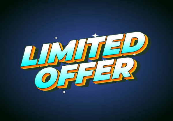 Яркий графический дизайн с текстом Ограниченное предложение в жирной, красочной типографии на темном фоне с сверкающими акцентами.