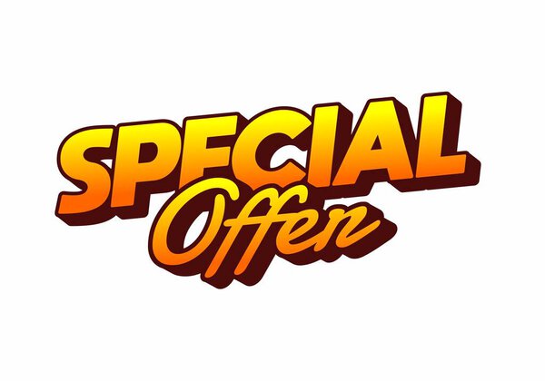 Яркий и смелый графический дизайн с текстом Специальное предложение стилизованным шрифтом с градиентной цветовой схемой от желтого до оранжевого.