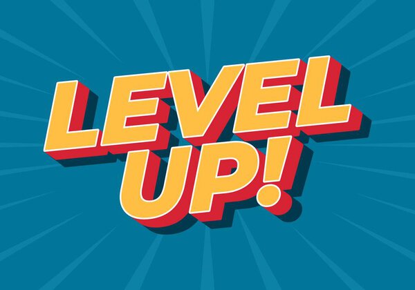 Яркий графический дизайн со фразой "УРОНЬ! жирным, красочным шрифтом на ярко-голубом фоне с излучающими линиями.