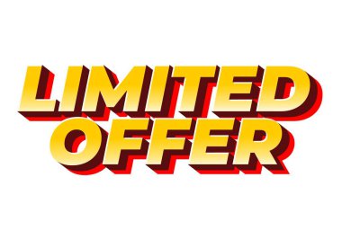 3B efektli, sarı ve kırmızı renklerde sınırlı teklif içeren kalın metin grafiği