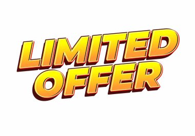 Promosyon materyalleri için uygun, canlı sarı ve turuncu renkli bir şemada sınırlı teklif kelimelerini içeren cesur metin grafiği