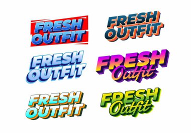 Değişik stil ve yazı tipleri içeren altı renkli metin tasarımından oluşan bir koleksiyon.