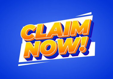 Metin Hakkı Şimdi 'nin canlı bir grafik tasarımı! koyu, mavi arkaplan ile üç boyutlu tipografi.