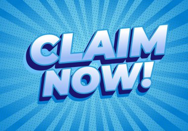 Radyasyon ışınları ve CLAIM dergisi okuyan koyu mavi bir arkaplan! 3B tarzında, aciliyet ve eylemi vurguluyor.