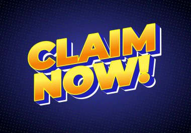 CLAIM dergisi okuyan üç boyutlu, çarpıcı bir grafik! Sarı ve turuncu renklerde koyu mavi arkaplan ve noktalı desen.