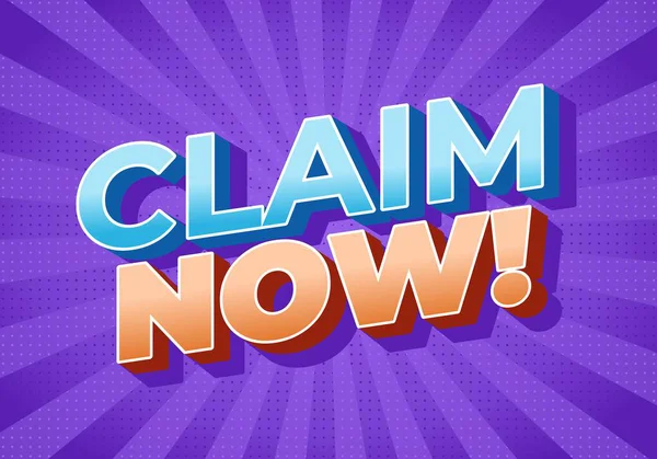 CLAIM 'i içeren canlı bir grafik tasarımı! Kalın, renkli harflerle mor bir arka plana karşı.