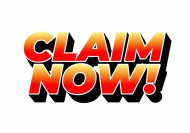 CLAIM ile kalın metin grafiği şimdi! Kırmızı ve turuncu renkte, siyah gölge etkisine sahip..