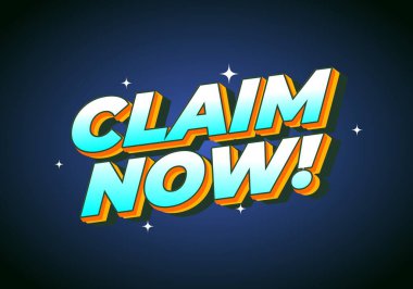 CLAIM 'i içeren canlı bir grafik tasarımı! koyu arkaplan üzerinde renkli bir eğilim ve yıldız aksanıyla kalın, üç boyutlu tipografi..