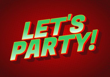 Metin Partisinden canlı bir grafik tasarımı! Kalın, kırmızı arkaplan ile üç boyutlu harflerle..