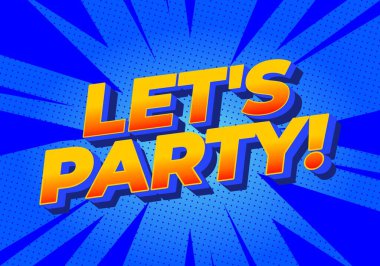 Metin Partisinden canlı bir grafik tasarımı! Koyu, renkli harflerle mavi bir arkaplan ve patlak bir desen..