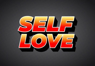 ÖzSevgi kelimelerini içeren koyu noktalı bir arkaplana karşı sarı-kırmızı grafikle biçimlendirilmiş, cesur ve canlı bir grafik..