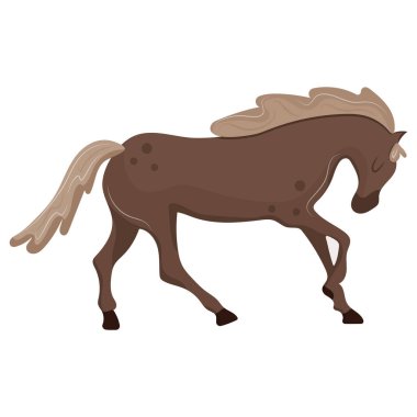 Yeni yılın sembolü, yani eğik başlı ve eğik bacaklı bir at, sosyal medya şablonları, tematik tasarım veya çıkartmalar için.