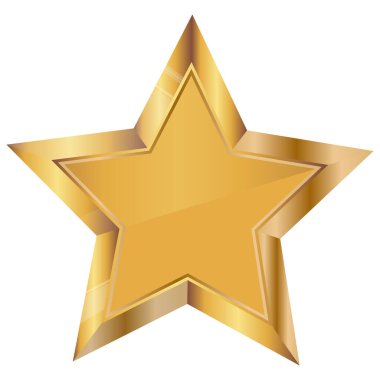  Ödül, başarı veya derecelendirme simgeleri için, metal deseni ve altın gradyanı olan bir altın yıldızın vektör şablonu