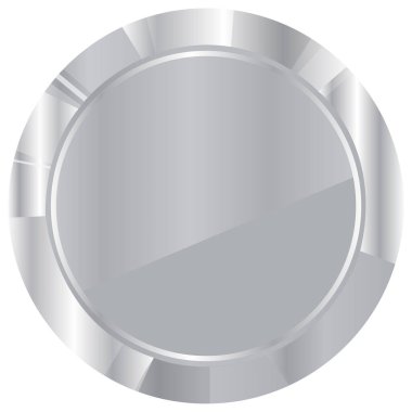 Metalik desenli metalik desenli gümüş bir madeni para ya da madalyonun şablonu, kalite notları, ödülleri ya da sertifikaları için yazısız gümüş bir gradyan